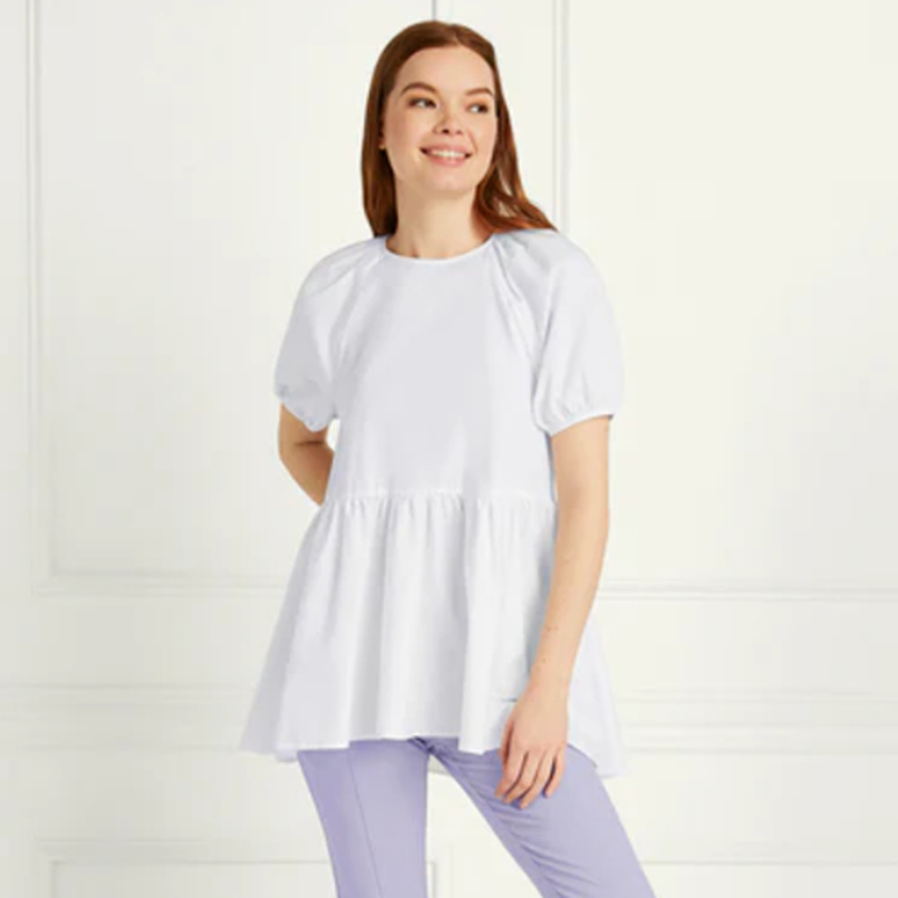 Hill House The Francesca Top Cotton Puff Sleeve Babydoll White NWT Size Small